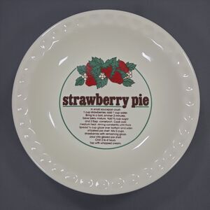 Vintage Strawberry Pie Recipe Plate 10"  Ceramic Excellent Condition